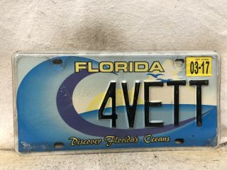 March 2017 Discover Floridas Oceans Vanity License Plate “4vett”