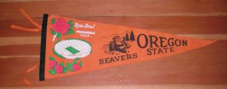 Vintage 60s Oregon State University Rose Bowl Large Felt Pennant Beavers