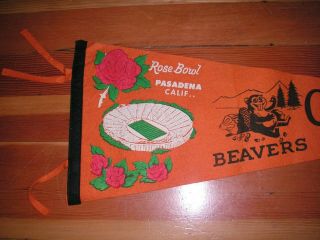 Vintage 60s OREGON STATE UNIVERSITY Rose Bowl large felt PENNANT Beavers 2
