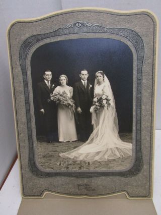 D Old Vintage Wedding Photo Bride Groom Black - White Photo Cardboard Frame Mat