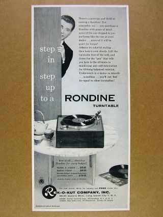 1956 Rek - O - Kut Rondine Turntable Photo Vintage Print Ad