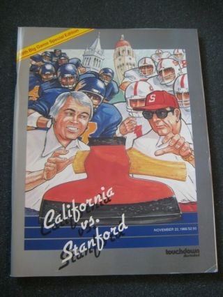 Cal Golden Bears Vs Stanford Cardinals November 22 1986 Game Program
