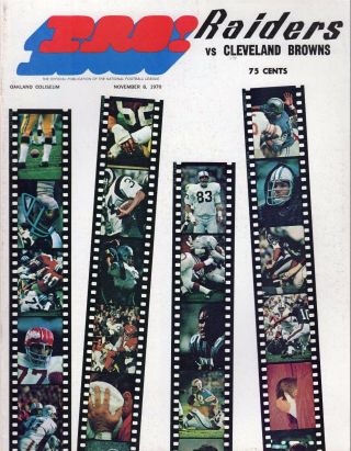 1970 (nov.  8) Nfl Football Program Cleveland Browns @ Oakland Raiders Vg