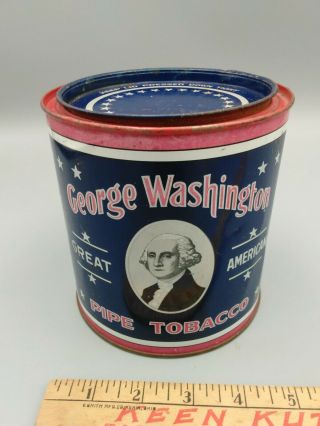 Vintage GEORGE WASHINGTON GREAT AMERICAN PIPE TOBACCO ADVERTISING TIN (EMPTY) 3