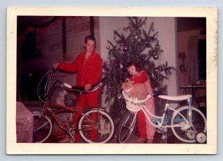 Vtg Photograph Schwinn Stingray Coppertone & Fair Lady Bicycles Christmas 1966