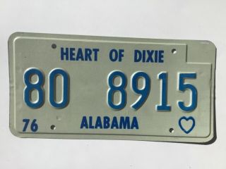 1976 Alabama Vehicle License Plate Tag