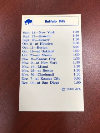 1969 Buffalo Bills Afl Football Roster Schedule Oj Simpson Amc Kc Dealers