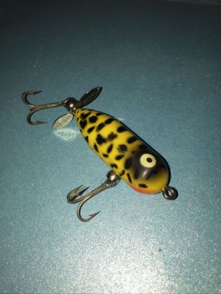Vintage Heddon Tiny Torpedo Fishing Lure Great Yellow Coachdog Color Scale