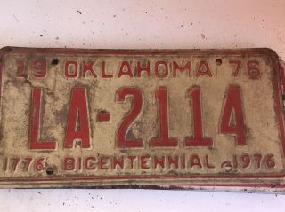 1976 Oklahoma License Plate 1776 Bicentennial 1976 Vintage La - 2114