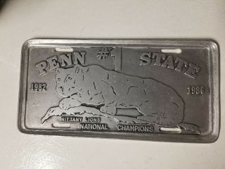 Psu Penn State Pewter License Plate Nittany Lions Heavy National Champs 1982 - 86