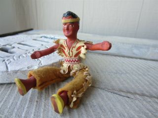 Vintage Dollhouse Miniature Native American Indian Bendable Toy Rubber Figure