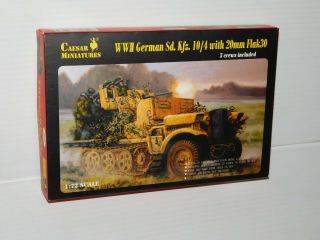 Vintage Unbuilt Caesar Miniatures Wwii German Sdkfz 10/4 Flak Model Kit 1/72