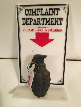 Complaint Department Please Take A Number Hand Grenade,  Vintage Humor