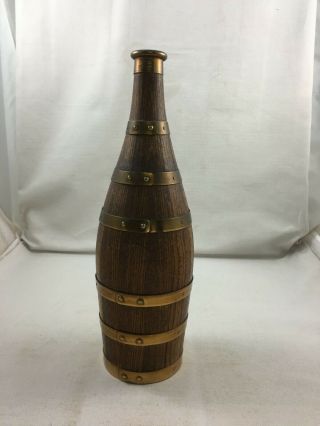 French Antique Brass And Wooden Oak Bottle Normandy Gérard Lafitte France