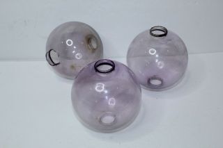 3 Vintage Glass Lightning Rod Balls Weather Vane Antique Old - Pale Purple Glass