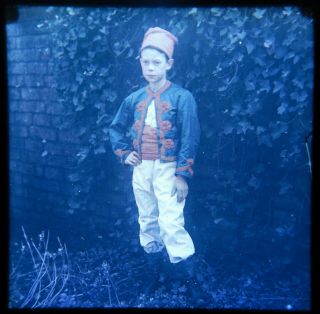 Vintage Magic Lantern Slide - Boy in Traditional Costume Colour Autochrome ? 2