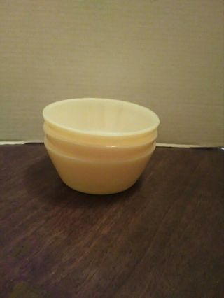 Federal Glass Cereal Soup 5 " Bowl Set Of 3 Yellow And White Vintage Mid Century