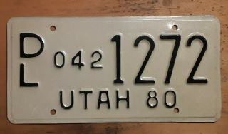 1980 Dealer Utah State License Plate Dl - 042 - 1272 Ut 80 See 1937 To 1996 Run