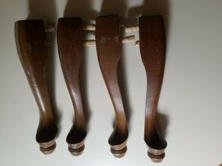 Set Of 4 Vintage Wood Furniture 10 " Tall Legs Queen Anne Style (b20)