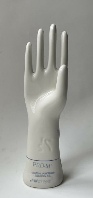 Vintage Hand Glove Mold Right Hand Pro M General Porcelain Trenton Nj Size 7 1/2