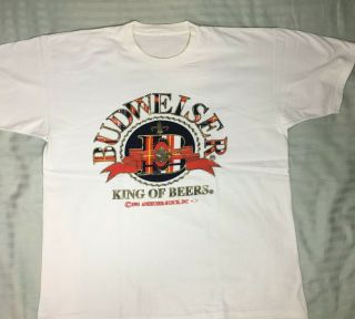 Vintage Budweiser - King Of Beers - White T Shirt (xxl - 48 ") - 1993