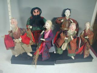 Hina Ningyo 181 Japanese Antique Samurai,  Grandpa Warrior & Grandma Geisha Doll