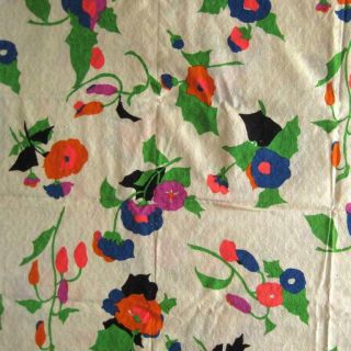 Vintage Spilkes Screen Printed Fabric Mod Flowers 41 X 52 Inches