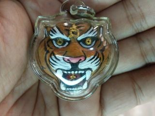 Tiger Face Head Colored Pendant Thai Amulet Charm Talisman Luck Protect Painted
