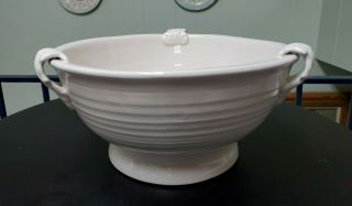 Rare Large Williams - Sonoma Swirl Ivory Ceramic Center Footed Bowl 11.  5 " Italy