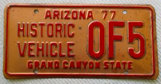 1977 Arizona Historic Vehicle Copper License Plate 0f5