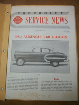 1953 Chevrolet Service News Complete Year 12 Issues