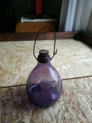 Antique Vintage Flytrap Purple Amethyst Glass Catcher Wasp Insect Fly Alacuas