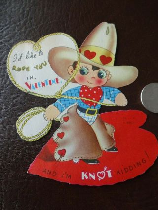 Vtg Valentine Card Cowboy I 
