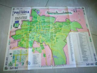 Vintage Map Of Pretoria South Africa 1960 