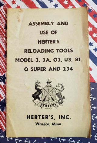 Vintage Herters Reloading Booklet Pamphlet