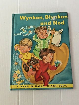 Vintage Wynken Blynken And Nod Hard Back 1956 Rand Mcnally Illustrate Giant Book