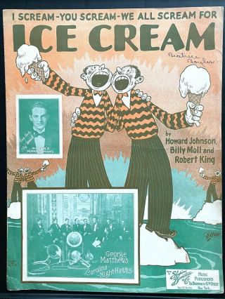 1927 Ice Cream Vintage Jazz Sheet Music George Matthew 