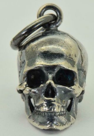 Antique 19th Century Victorian Sterling Silver Skull (bracelet) Charm Fob.  Rare