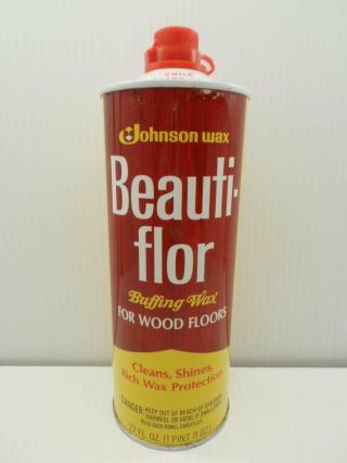 Johnson Wax Beauti Flor Buffing Wax For Wood Floor Can 27 Oz 35 Full Vintage