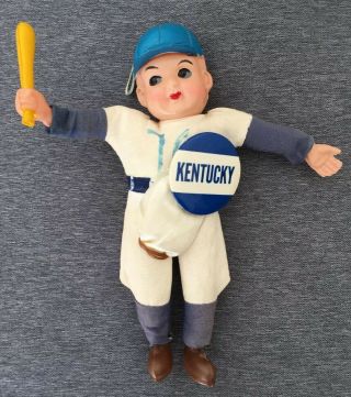 Antique Vintage Rare 1940 - 50s University Of Kentucky Celluloid Baseball Doll 8”