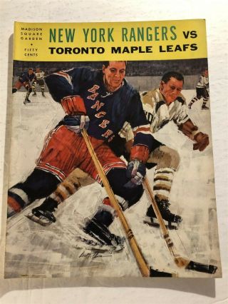1965 York Rangers Vs Toronto Maple Leafs Program Howell Bathgate Rod Gilbert