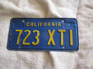 Vintage California License Plate Blue/yellow 723xti