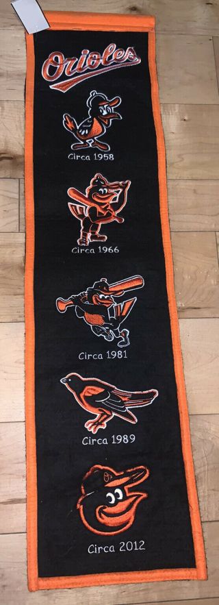Baltimore Orioles Heritage Mascot Logo Banner Mlb Flag