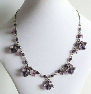 Vintage Art Deco Style Purple/lilac Glass Flower Beaded Necklace