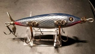 Vintage Heddon Dowagiac 150 Glass Eye Wooden Five Hook Fishing Lure