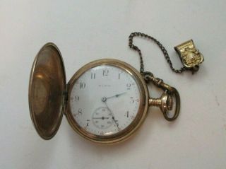 Vintage / Antique Elgin 15 Jewels Gold Plated Pocket Watch W Watch Chain No Run