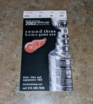 2002 Detroit Red Wings Vs Colorado Avalanche Playoffs Ticket Round 3 Home Game 1