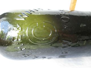 Antique Rich Olive Pt.  Mineral Water Bottle Clark&white N.  Y.  Crude Whittled