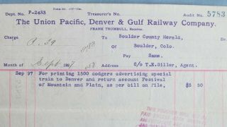 1897 Union Pacific Denver & Gulf Ry Festival Of Mountains & Plains Special Train