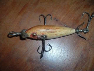 Antique 1915 Heddon Dowagiac Minnow Yellow Tail Fishing Lure (wood)